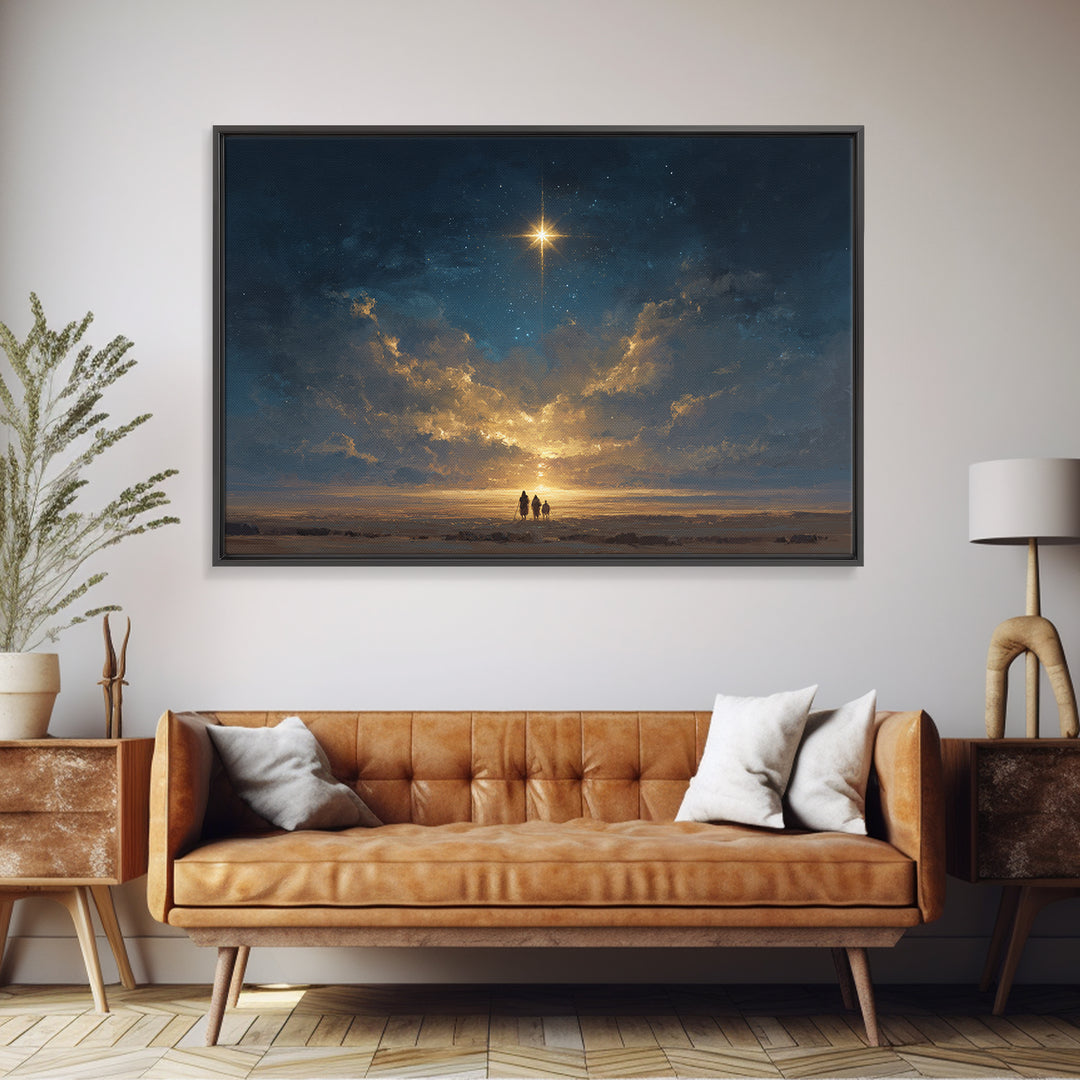 Desert Star Glow | Framed Canvas Print | Christian Christmas Art | Christmas Wall Art | Christian Wall Art | Christian Art Canvas | Christi