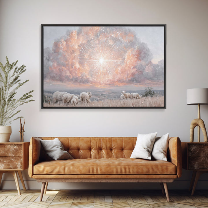 Radiant Bethlehem Sky, Framed Canvas Print, Christian Christmas Art, Christian Wall Art, Christmas Art Prints, Christian Art Canvas, Modern