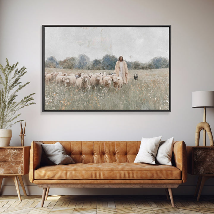 Still Meadow Grace – Framed Canvas Print – Christian Art Prints – Christian Wall Art – Jesus Painting – Christian Art Canvas – Christian Gi