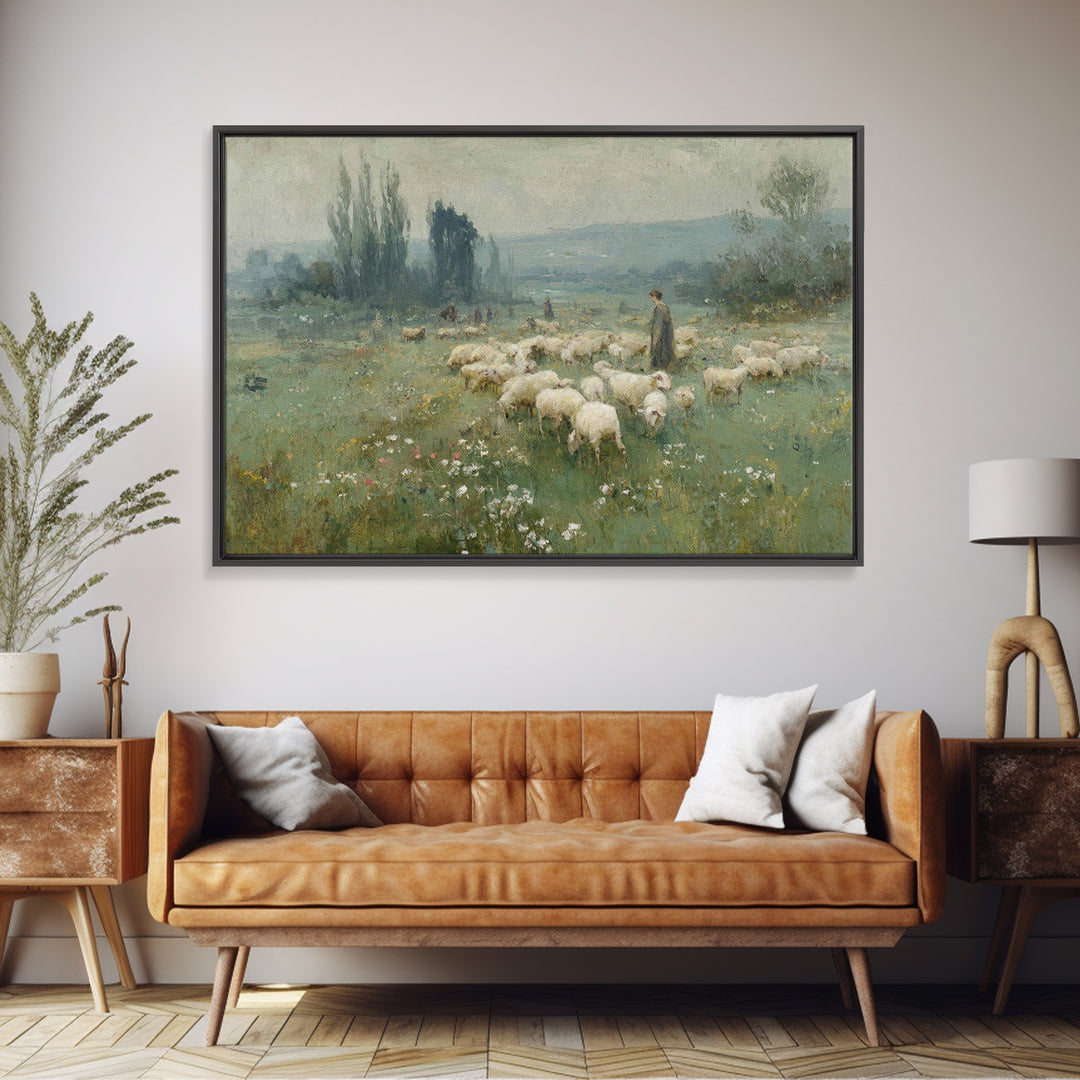 Leading Light Meadow, Framed Canvas Print, Jesus Painting, Christian Wall Art, Christian Art Canvas, Christian Art Print, Christian Gift Id