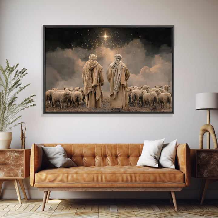 Shepherds Of Glory – Framed Canvas Print – Christian Christmas Art – Christian Art Canvas – Christian Wall Art – Christmas Wall Art – Chris