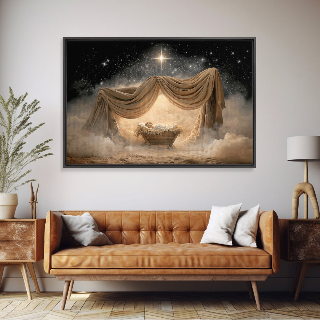 Divine Star Promise | Framed Canvas Print | Christian Art Canvas | Christian Wall Art | Christmas Art | Christian Christmas Art | Jesus Pai