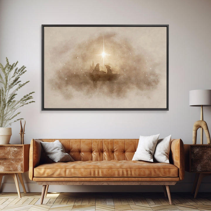 Holy Manger Light – Framed Canvas Print – Christian Wall Art – Christmas Art Prints – Christian Christmas Art – Modern Christian Art