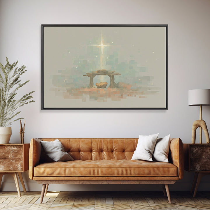 Starry Stable Hope – Framed Canvas Print – Christmas Canvas Wall Art – Christian Decorations – Christian Art Work – Christian Christmas Dec