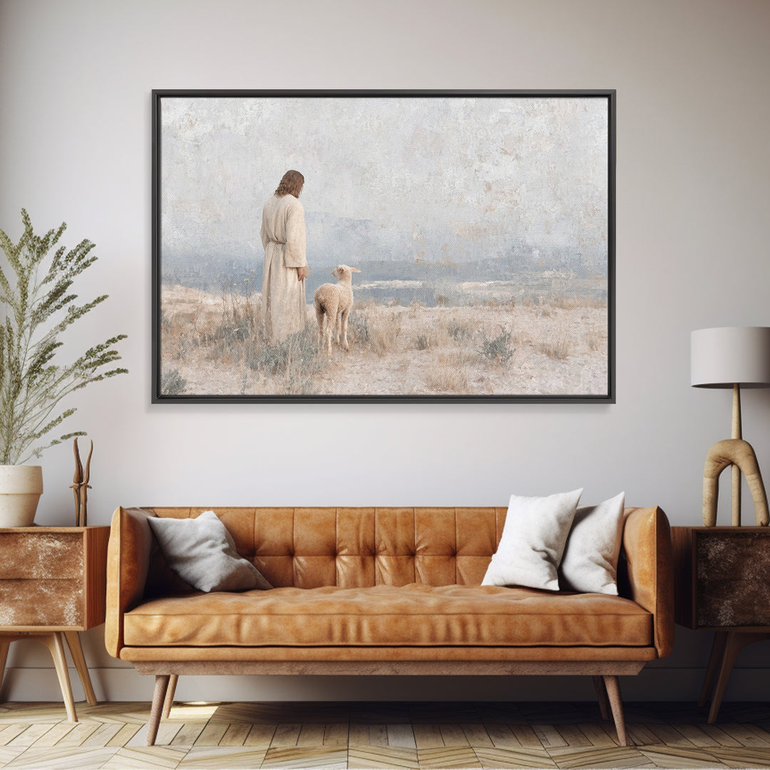 Pasture Of Mercy – Framed Canvas Print – Christian Paintings – Christian Gift Ideas – Moody Christian Art – Christian Art Canvas