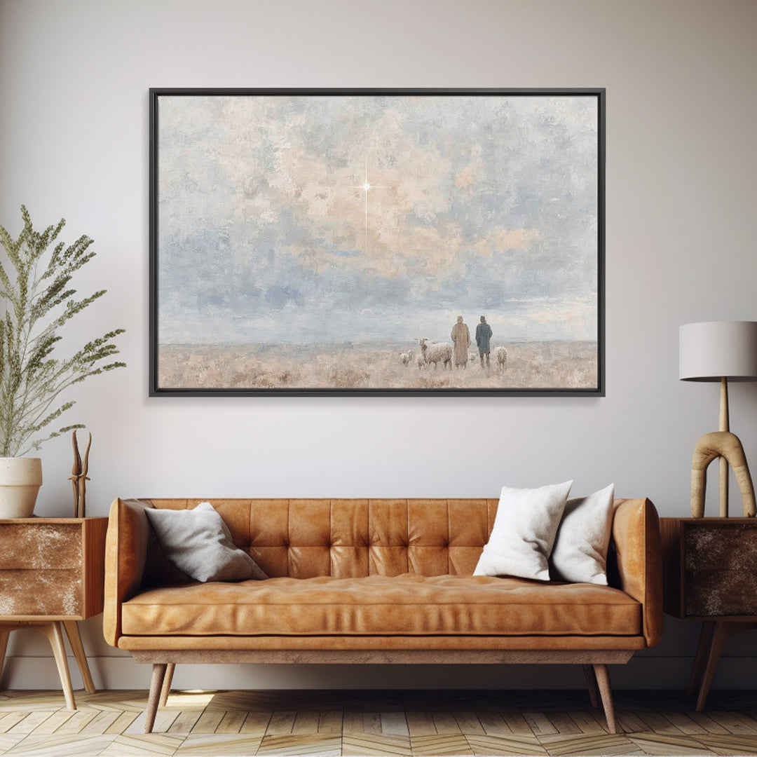 Star Of Hope – Framed Canvas Print – Christian Art Canvas – Christian Christmas Art – Christian Wall Art – Minimalist Christian Art