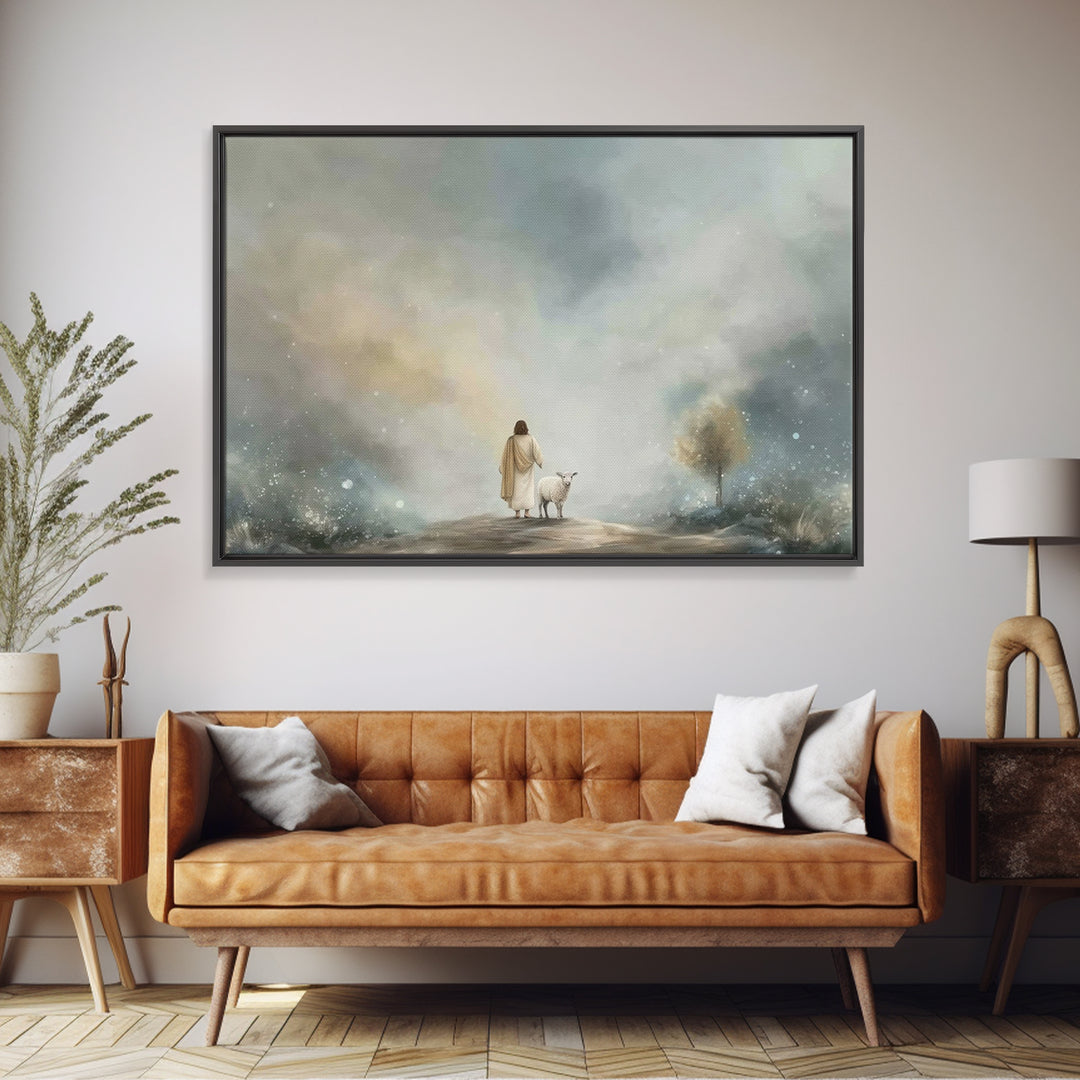 Shepherds Of Light – Framed Canvas Print – Christian Wall Art – Jesus Painting – Christian Art Canvas – Christian Decor – Christmas Art