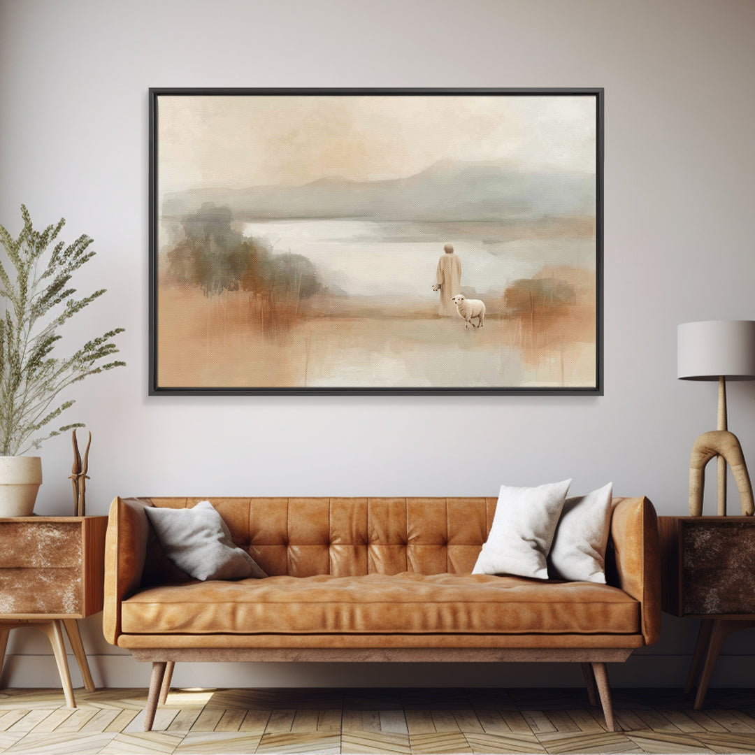 Quiet Pasture Grace, Framed Canvas Print, Christian Art Print, Jesus Painting Canvas, Subtle Christian Art, Christian Gift Ideas, Christmas