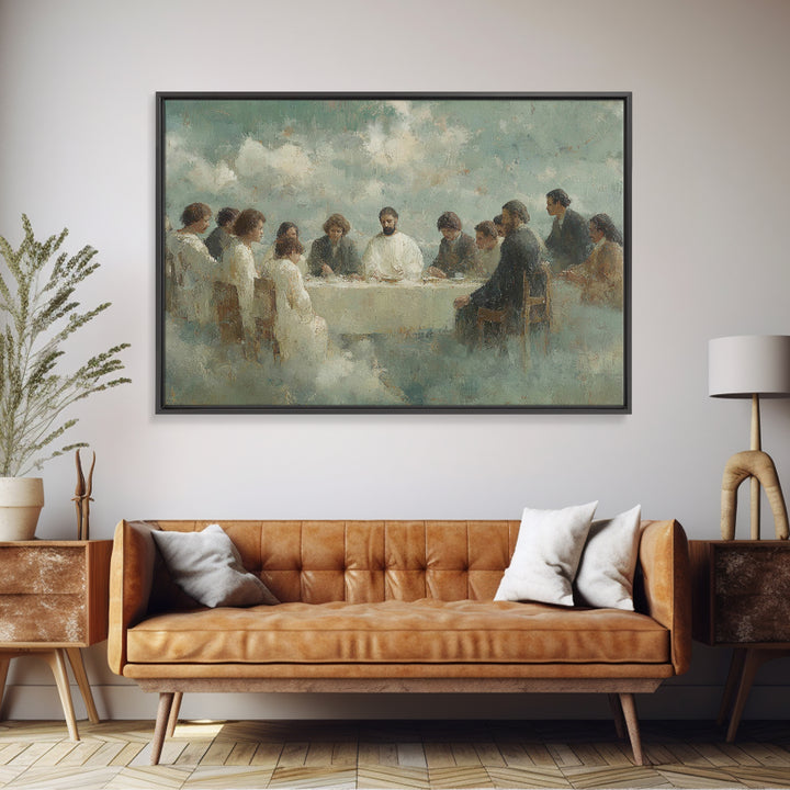 Heavenly Table Gathering – Framed Canvas Print – Christian Art Canvas – Modern Christian Painting – Jesus Wall Art – Christian Decorations
