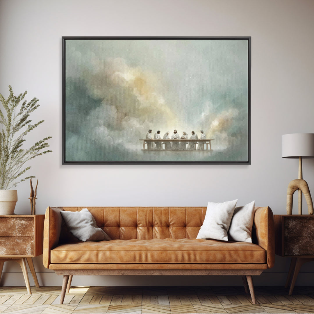 Clouds Of Communion, Framed Canvas Print, Christian Art Work, Jesus Painting, Large Christian Painting, Christian Christmas Decor, Christia