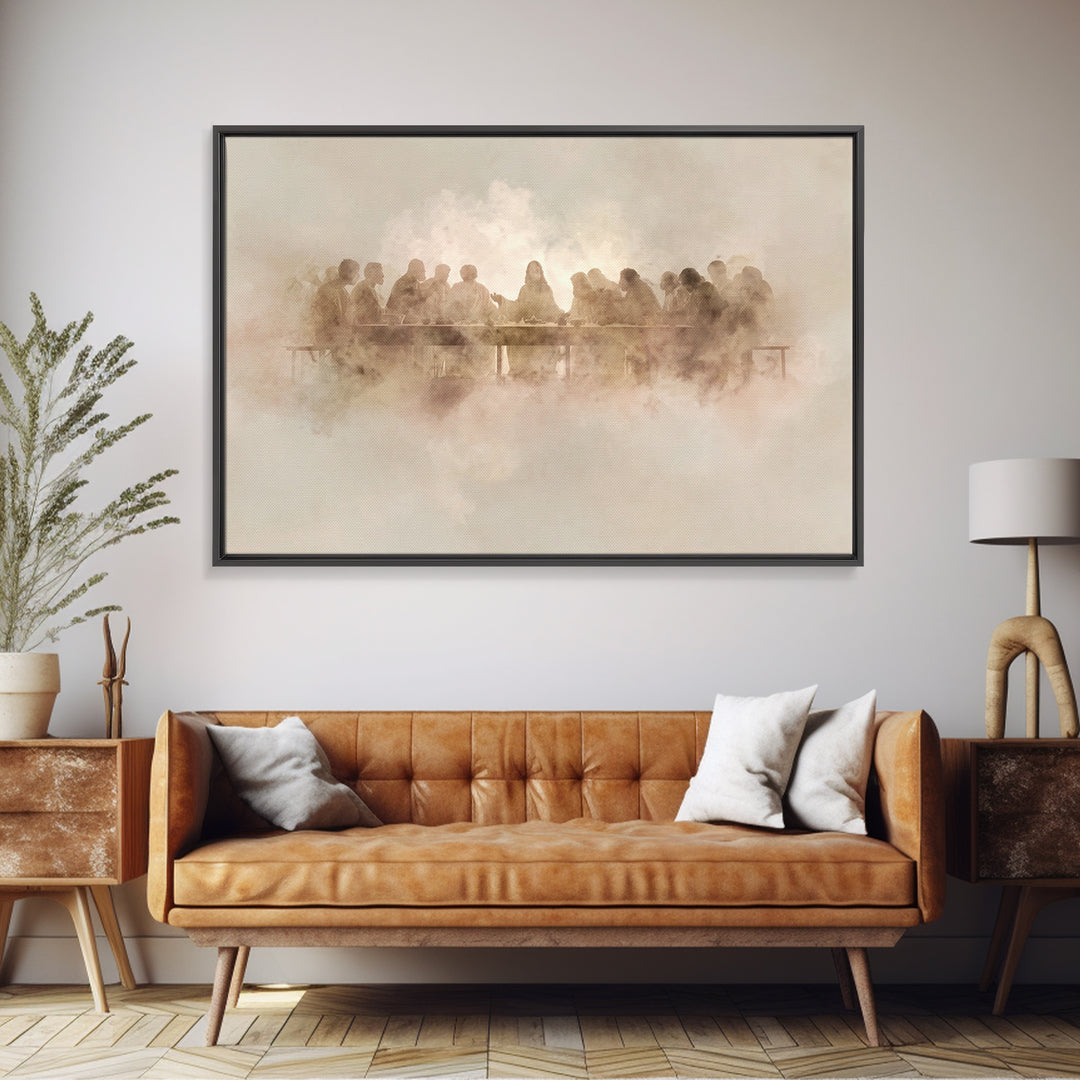 Divine Night Gathering, Framed Canvas Print, Christian Wall Art, Jesus Painting, Christian Christmas Art, Framed Christmas Art, Christian A