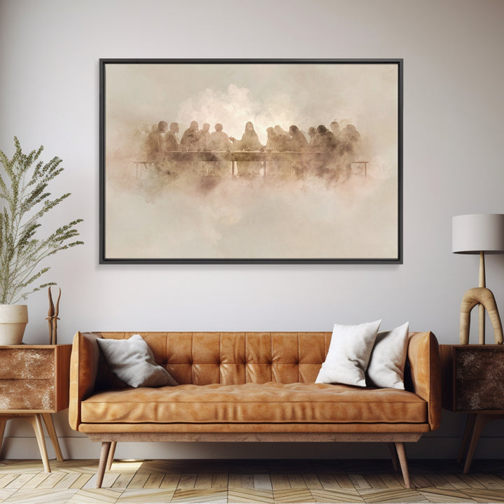 Divine Night Gathering, Framed Canvas Print, Christian Wall Art, Jesus Painting, Christian Christmas Art, Framed Christmas Art, Christian A
