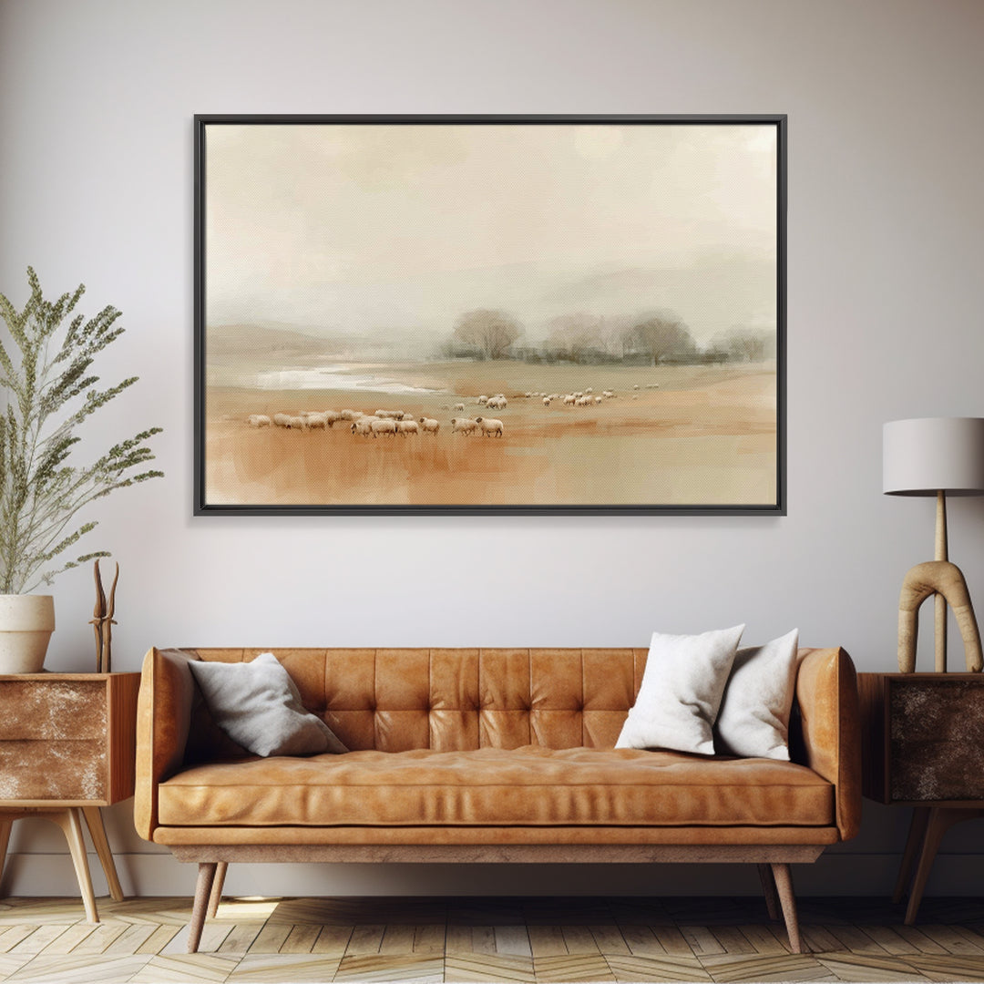 Shepherds In Stillness | Framed Canvas Print | Christian Art Print | Christian Wall Art | Subtle Christian Paintings | Christian Decor | Mo