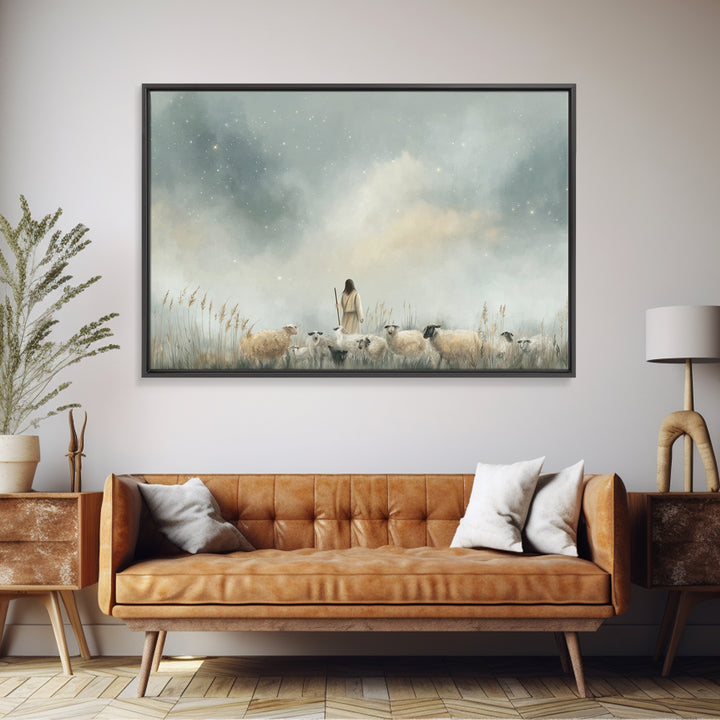 Stars Of The Shepherd, Framed Canvas Print, Jesus Art Print, Christian Wall Art, Christian Art Canvas, Christmas Art, Christian Christmas D