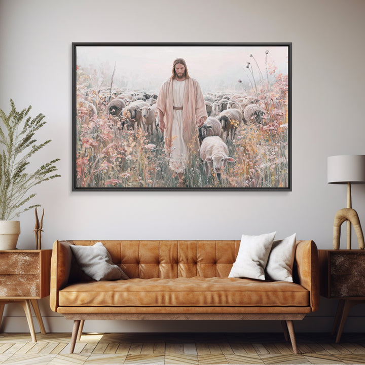 Blossoms Of The Shepherd | Framed Canvas Print | Christian Art Canvas | Jesus Painting | Christian Wall Art | Unique Christian Art | Christ