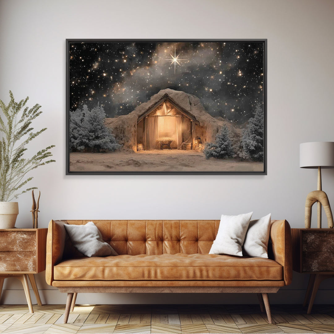 The Guiding Star – Framed Canvas Print – Christian Wall Art – Christian Art Canvas – Jesus Painting – Christmas Art – Christian Christmas D