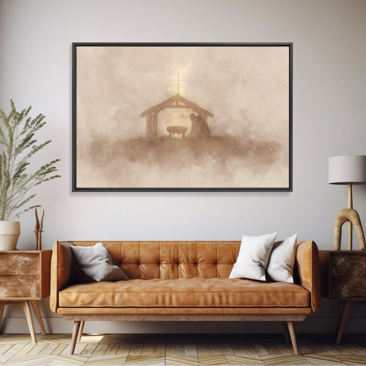 Silent Nativity – Framed Canvas Print – Christian Art Canvas – Christian Wall Art – Christmas Art – Jesus Christmas Art – Christian Gift Id