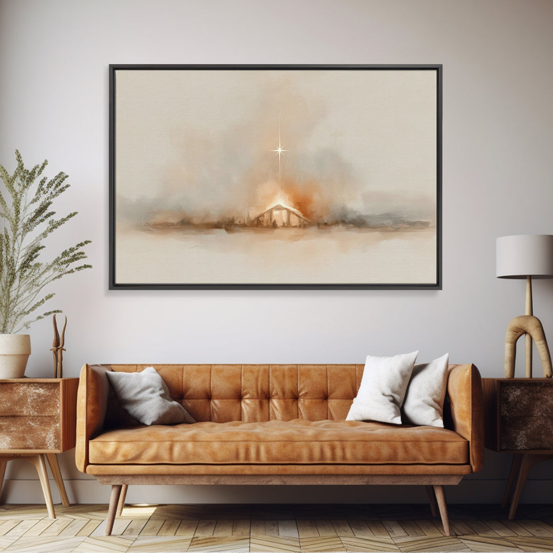Heavenly Night – Framed Canvas Print – Christian Wall Art – Christmas Art – Christian Art Canvas – Jesus Christmas Art – Christian Gift