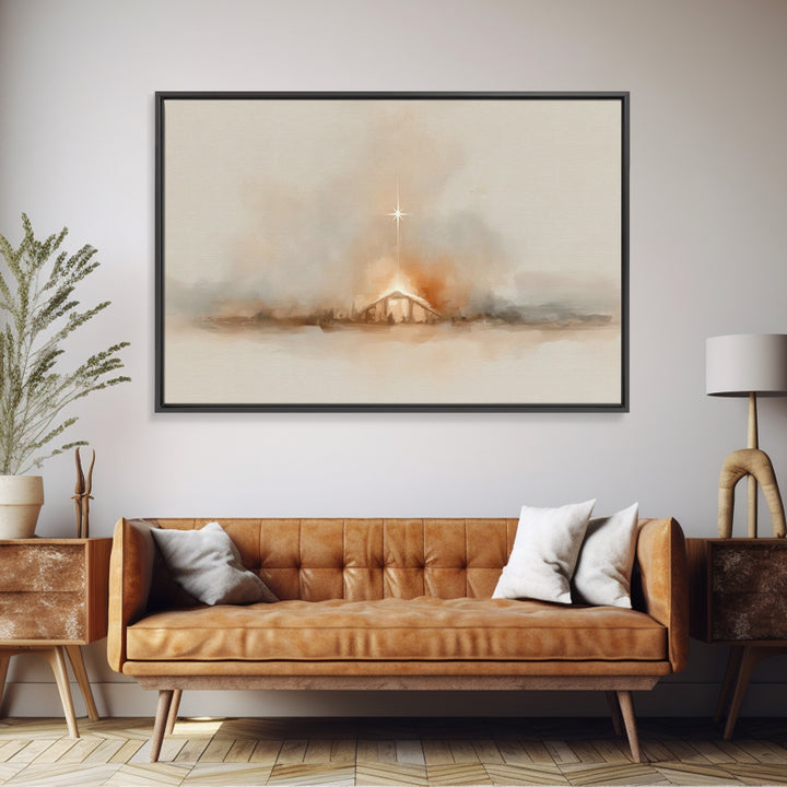 Heavenly Night – Framed Canvas Print – Christian Wall Art – Christmas Art – Christian Art Canvas – Jesus Christmas Art – Christian Gift