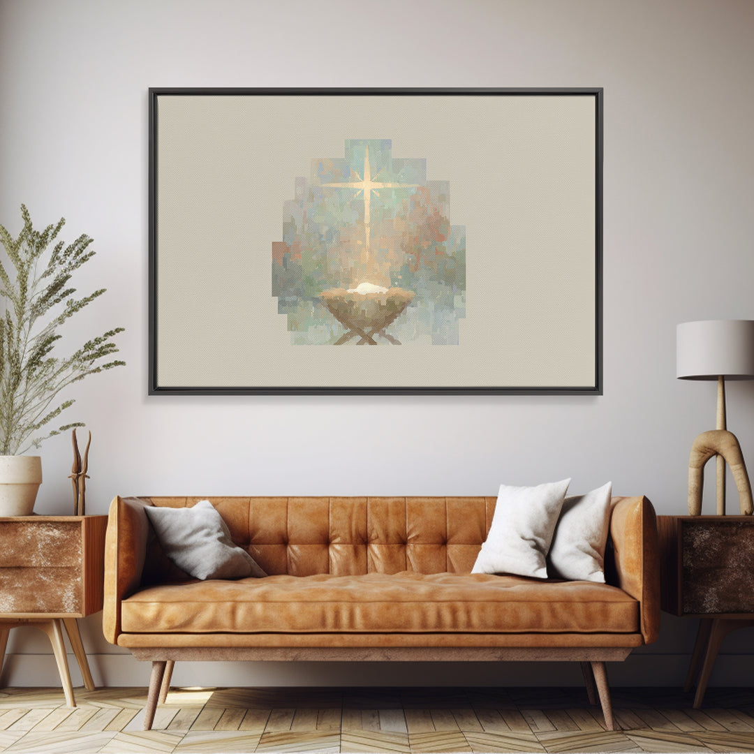 Sacred Dawn | Framed Canvas Print | Christian Art Canvas | Christmas Wall Art | Jesus Painting | Christian Christmas Art | Christian Home D