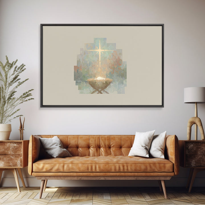 Sacred Dawn | Framed Canvas Print | Christian Art Canvas | Christmas Wall Art | Jesus Painting | Christian Christmas Art | Christian Home D
