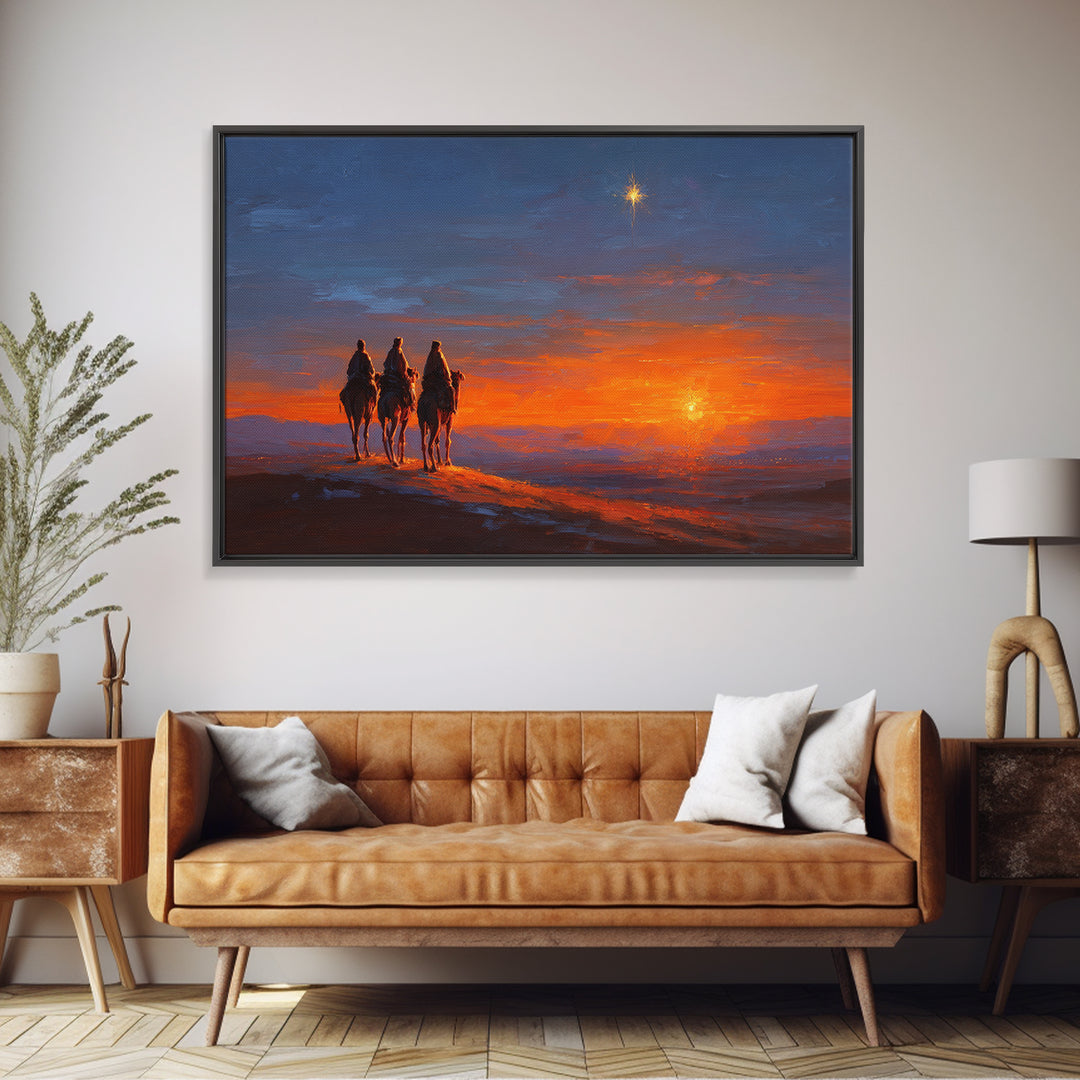 Bethlehem Journey – Framed Canvas Print – Christian Art Canvas – Christian Art – Christian Christmas Art – Christmas Wall Art – Subtle Chri