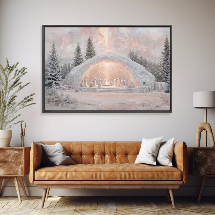 Holy Gathering – Framed Canvas Print – Christian Wall Art – Christian Art Canvas – Christmas Art Prints – Jesus Painting – Christian Christ
