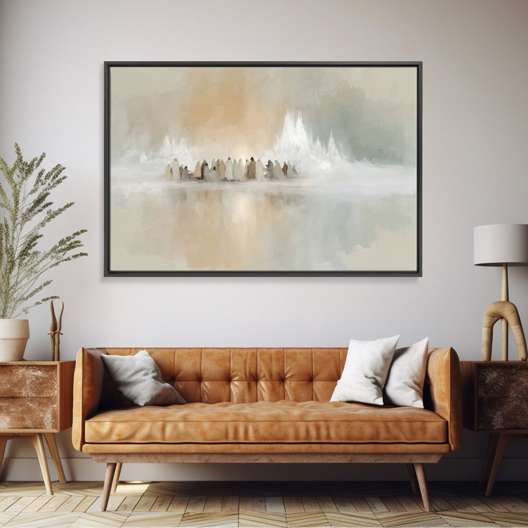 Gathered In Light | Framed Canvas Print | Christian Art Canvas | Christmas Art | Christian Wall Art | Jesus Christmas Art | Christian Decor