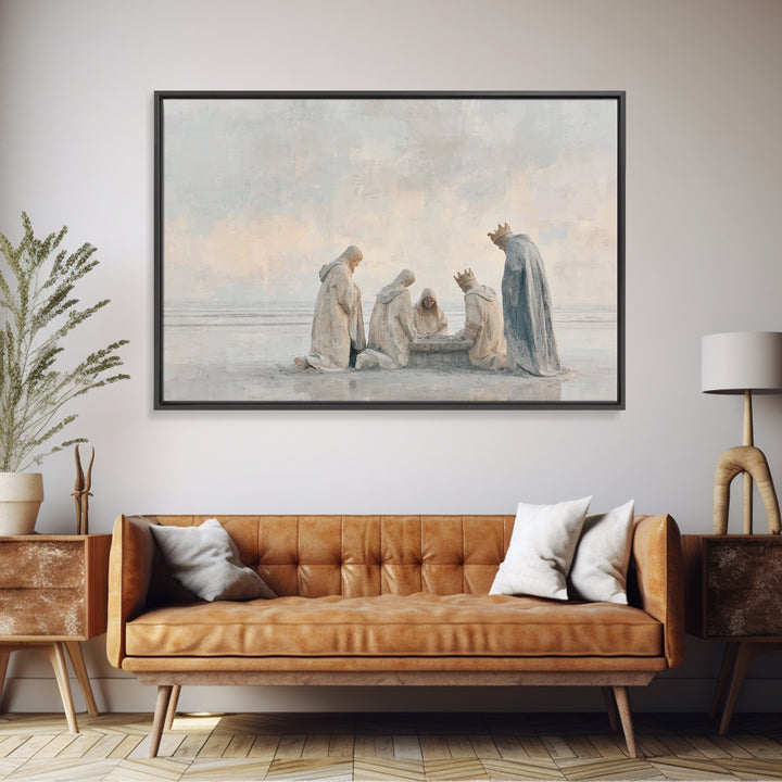 Quiet Devotion – Framed Canvas Print – Christian Wall Art – Christian Art Canvas – Christmas Art – Jesus Christmas Art – Christian Christma