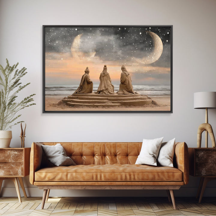Moonlit Journey | Framed Canvas Print | Christian Wall Art | Jesus Christmas Art | Christian Art Canvas | Christmas Art | Christian Gift Id