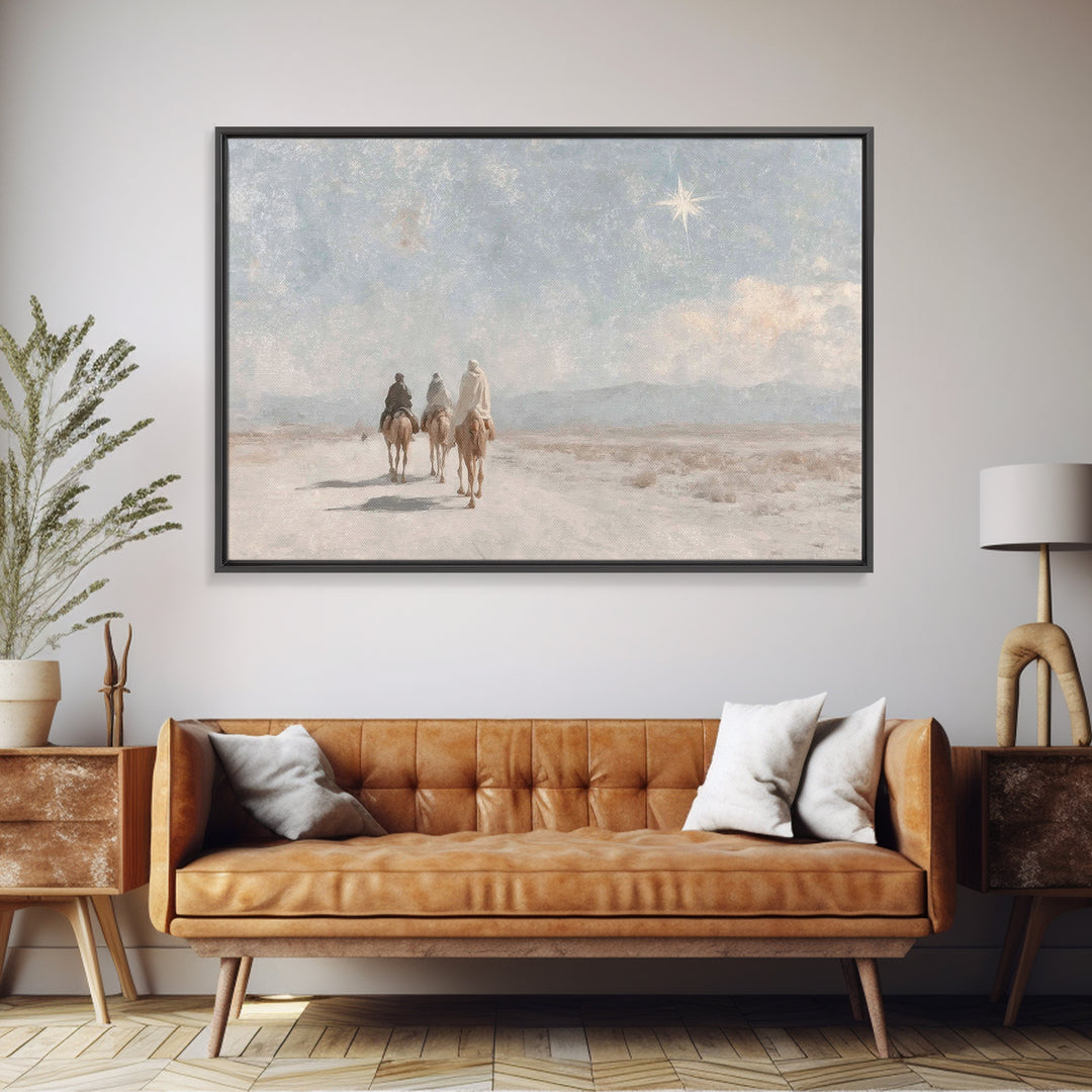 Holy Star Path – Framed Canvas Print – Christian Christmas Art – Christian Art – Christian Art Canvas – Vintage Christmas Art – Christmas W