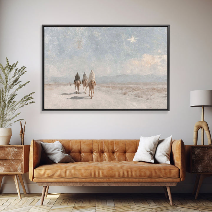 Holy Star Path – Framed Canvas Print – Christian Christmas Art – Christian Art – Christian Art Canvas – Vintage Christmas Art – Christmas W