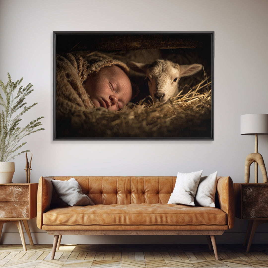 Silent Nativity – Framed Canvas Print – Christian Art Canvas – Christian Wall Art – Christmas Wall Art – Christian Art – Jesus Painting
