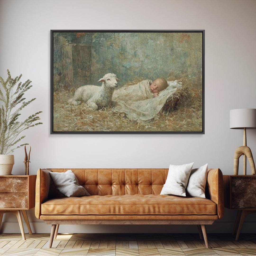 Holy Night Peace – Framed Canvas Print – Jesus Painting – Christian Wall Art – Christian Art Canvas – Christian Art – Christmas Wall Art