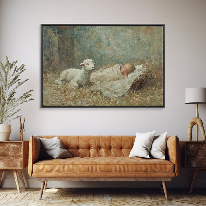 Holy Night Peace – Framed Canvas Print – Jesus Painting – Christian Wall Art – Christian Art Canvas – Christian Art – Christmas Wall Art