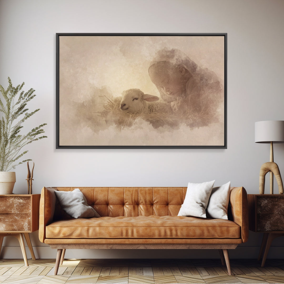 Divine Innocence – Framed Canvas Print – Christian Wall Art – Jesus Painting – Christian Art – Christmas Wall Art – Christian Art Canvas