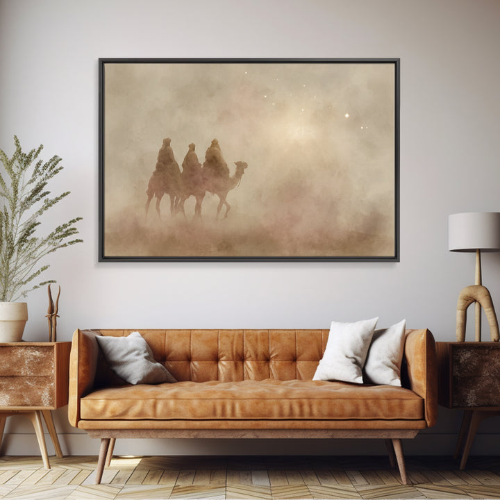 Sacred Night Trail – Framed Canvas Print – Christian Art – Christian Wall Art – Christian Christmas Art – Christmas Art Prints – Unique Chr