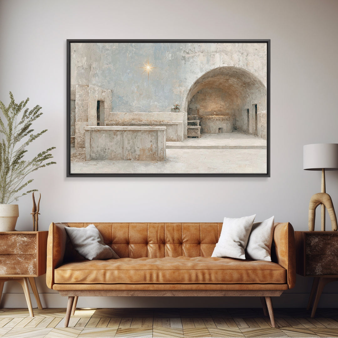 Star of Hope – Framed Canvas Print – Christian Wall Art – Christmas Art – Christian Art Canvas – Vintage Christmas Art