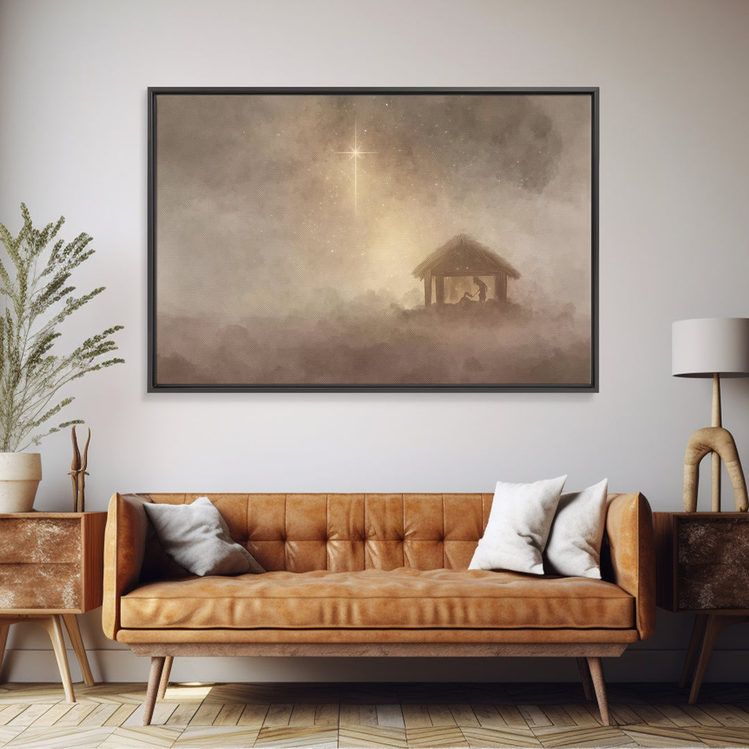 Silent Nativity – Framed Canvas Print – Christian Christmas Art – Christian Art Canvas – Christmas Wall Art – Christian Wall Art