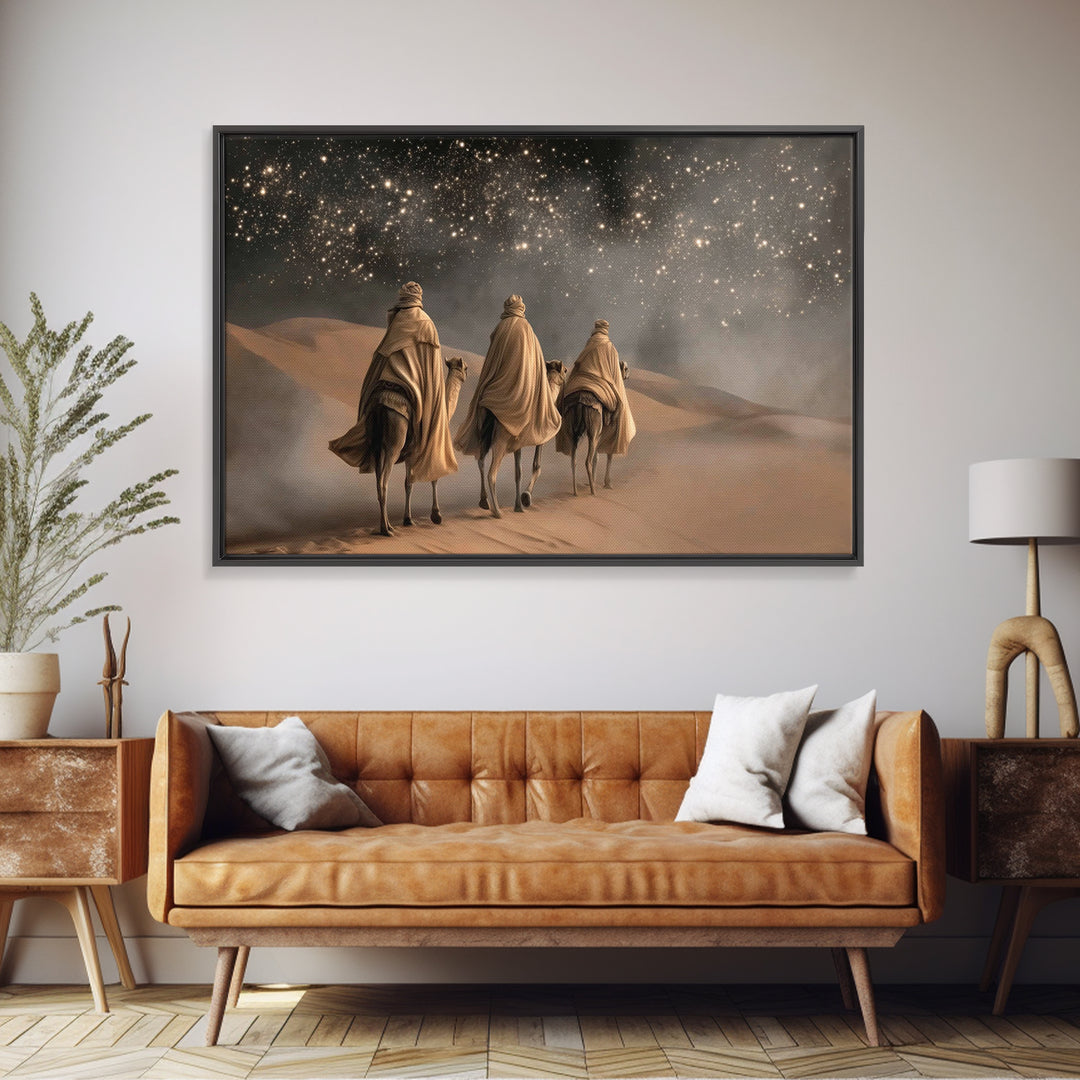 Night Of Wonder – Framed Canvas Print – Christian Art Canvas – Christian Christmas Art – Christian Wall Art – Christmas Art Work – Moody Ch