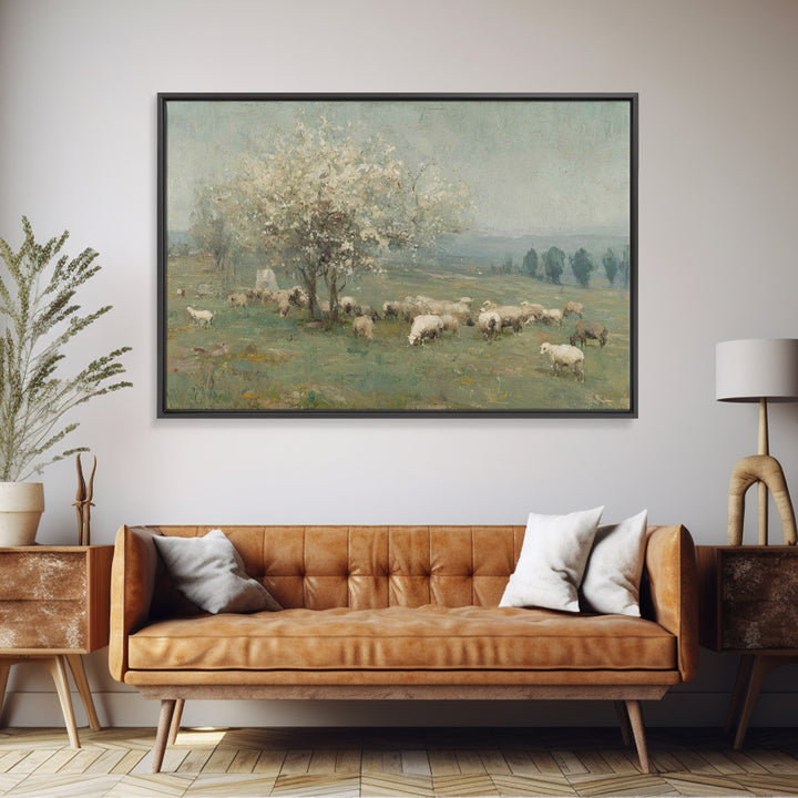 Springtime Shepherd Joy | Framed Canvas Print | Christian Art Canvas | Christian Wall Art | Vintage Christian Art | Christian Gift Ideas |