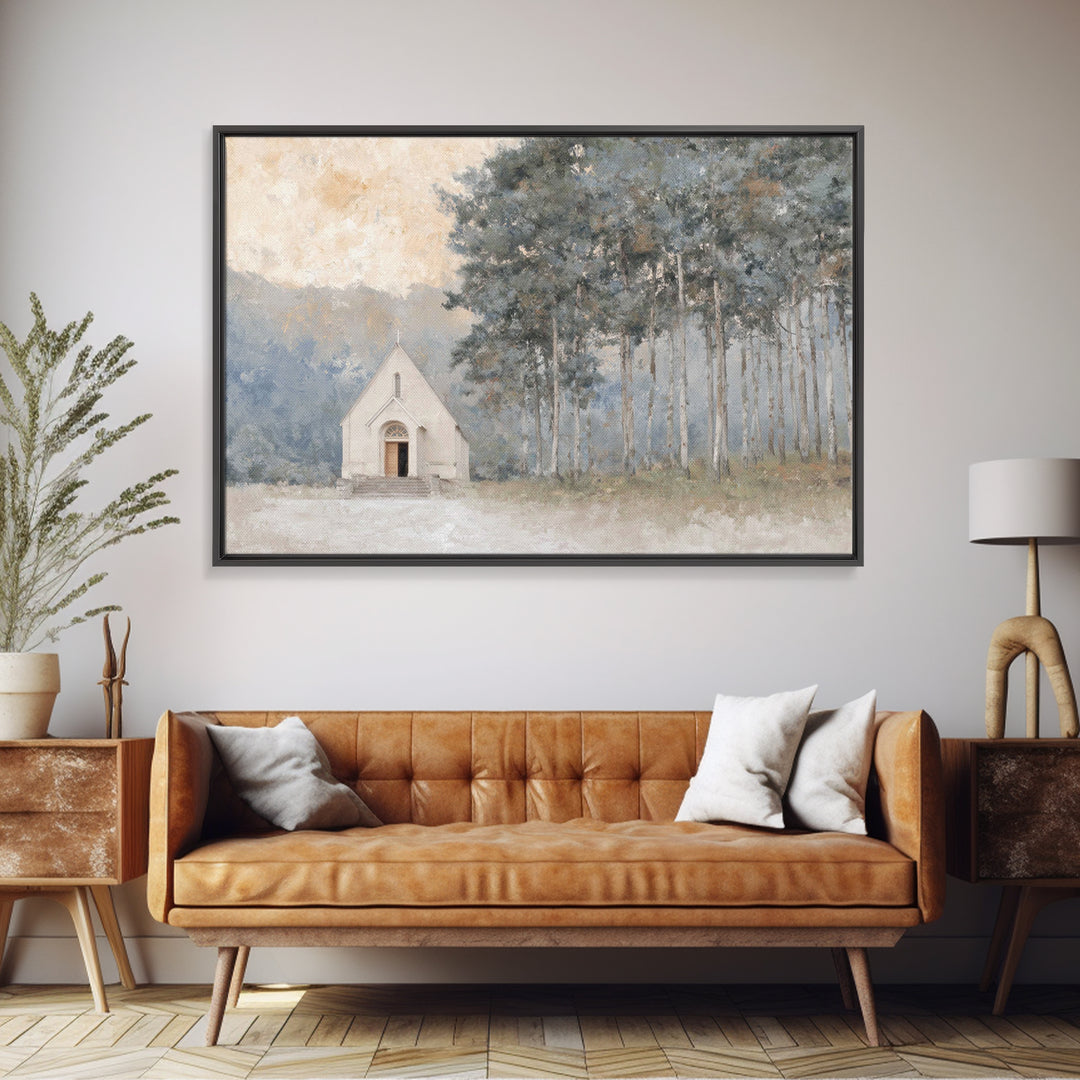 Morning Grace Chapel – Framed Canvas Print – Christian Wall Art – Large Christian Painting – Christian Art Print – Christian Decor – Christ