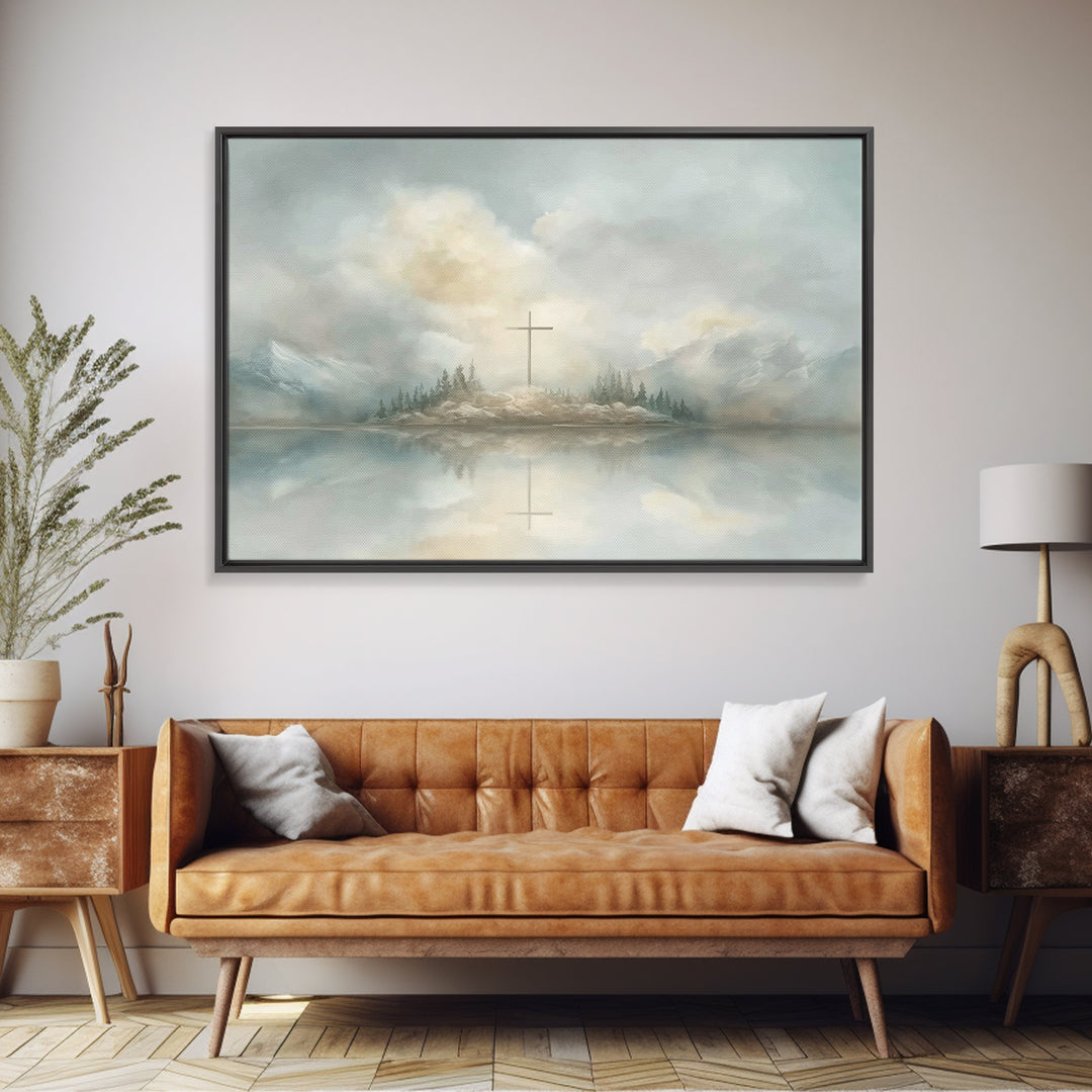 Misty Faith Chapel | Framed Canvas Print | Christian Wall Art | Subtle Christian Art | Vintage Christian Art | Christmas Art Prints | Chris