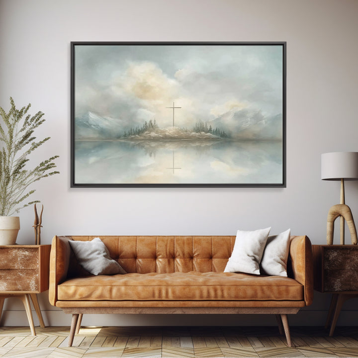 Misty Faith Chapel | Framed Canvas Print | Christian Wall Art | Subtle Christian Art | Vintage Christian Art | Christmas Art Prints | Chris