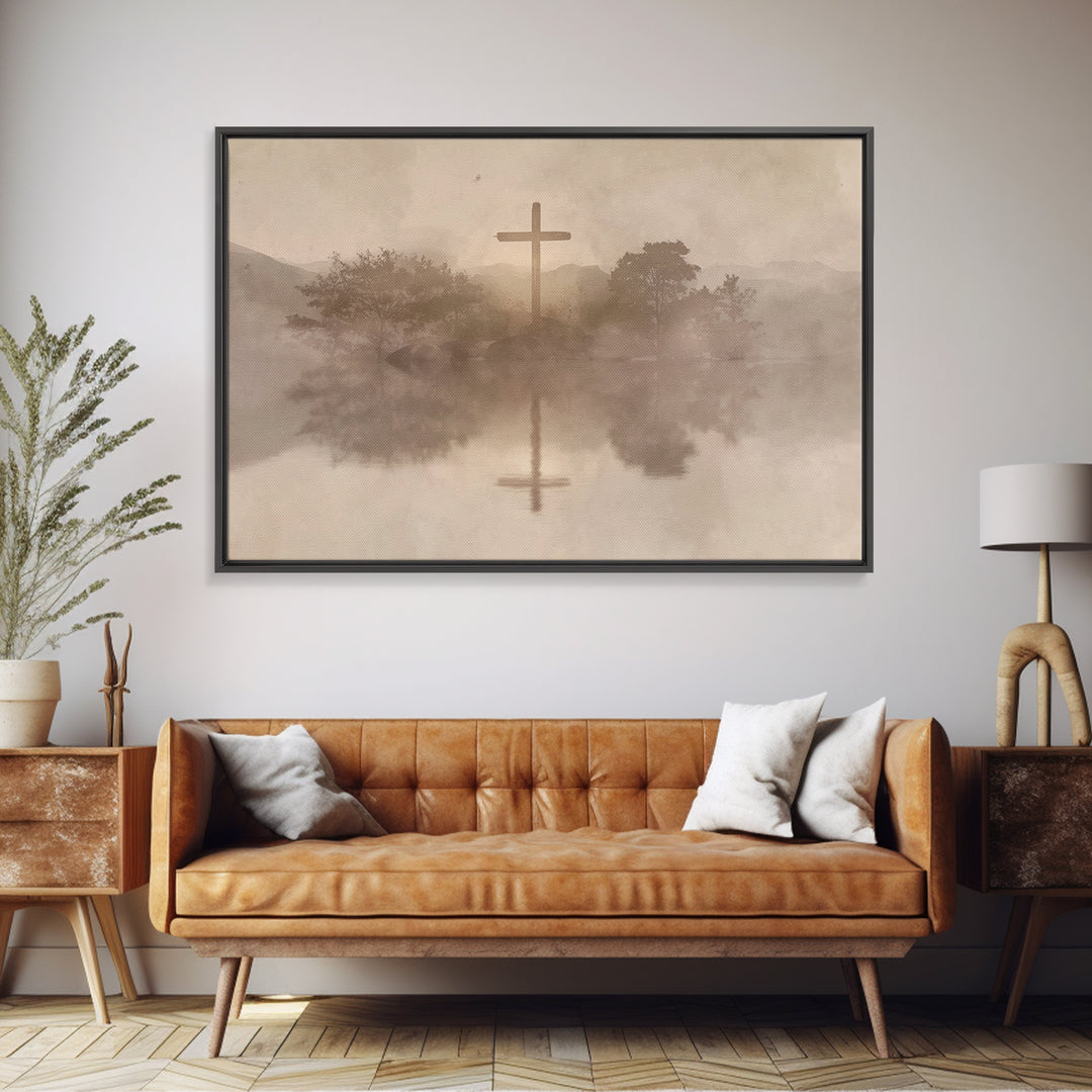 Cross Of Serenity – Framed Canvas Print – Christian Wall Art – Christian Art Canvas – Minimalist Christian Art – Christian Gift – Christmas