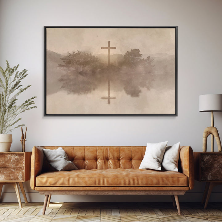 Cross Of Serenity – Framed Canvas Print – Christian Wall Art – Christian Art Canvas – Minimalist Christian Art – Christian Gift – Christmas