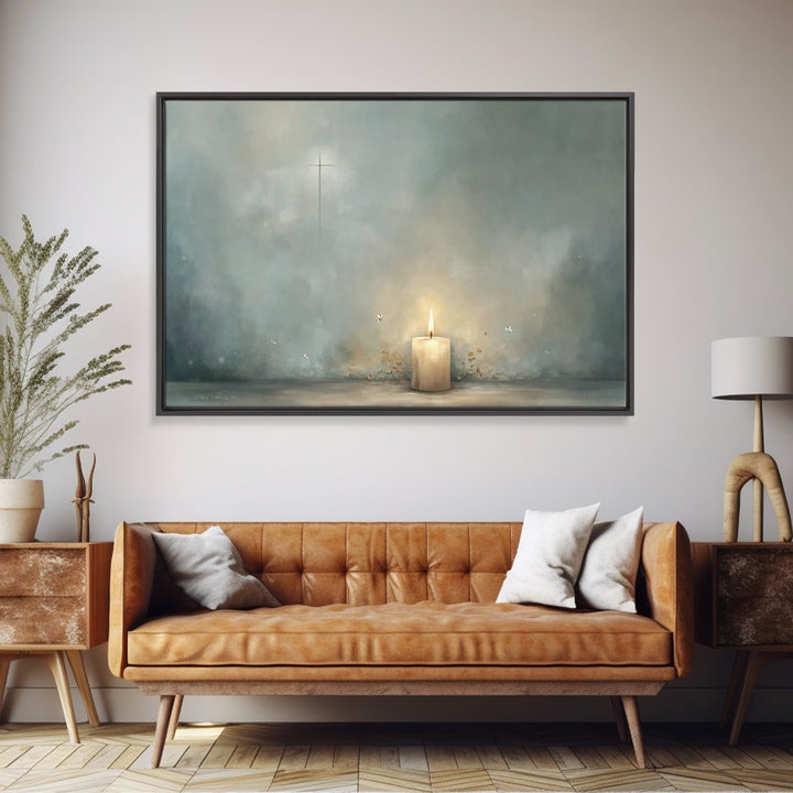 Candle Of Peace – Framed Canvas Print – Christian Wall Art – Christian Art Canvas – Minimalist Christian Art – Christian Decor