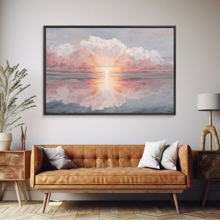 Heavenly Dawn Radiance, Framed Canvas Print, Christian Wall Art, Christian Art Canvas, Modern Christian Art, Christian Gift Ideas, Christma