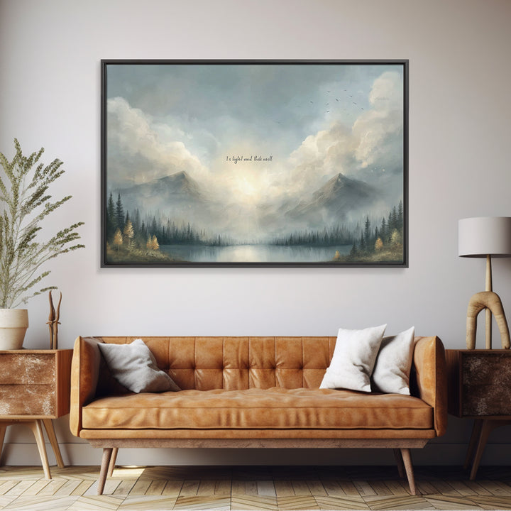 Sacred Mountain Peace – Framed Canvas Print – Christian Wall Art – Christian Art Canvas – Minimalist Christian Art – Christian Decor – Chri
