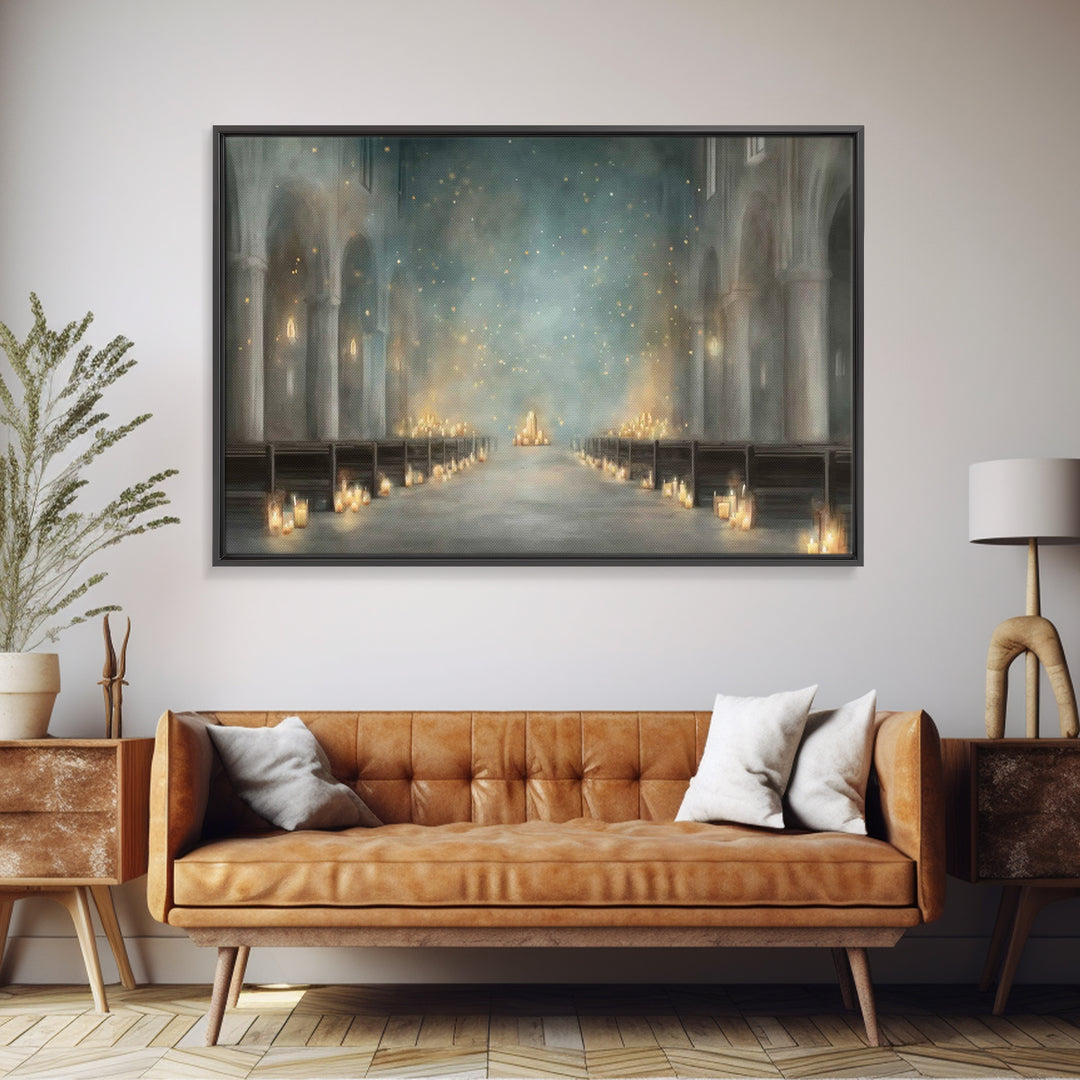 Candlelit Sanctuary Peace – Framed Canvas Print – Christian Wall Art – Christian Art Canvas – Moody Christian Art – Christian Decoration –